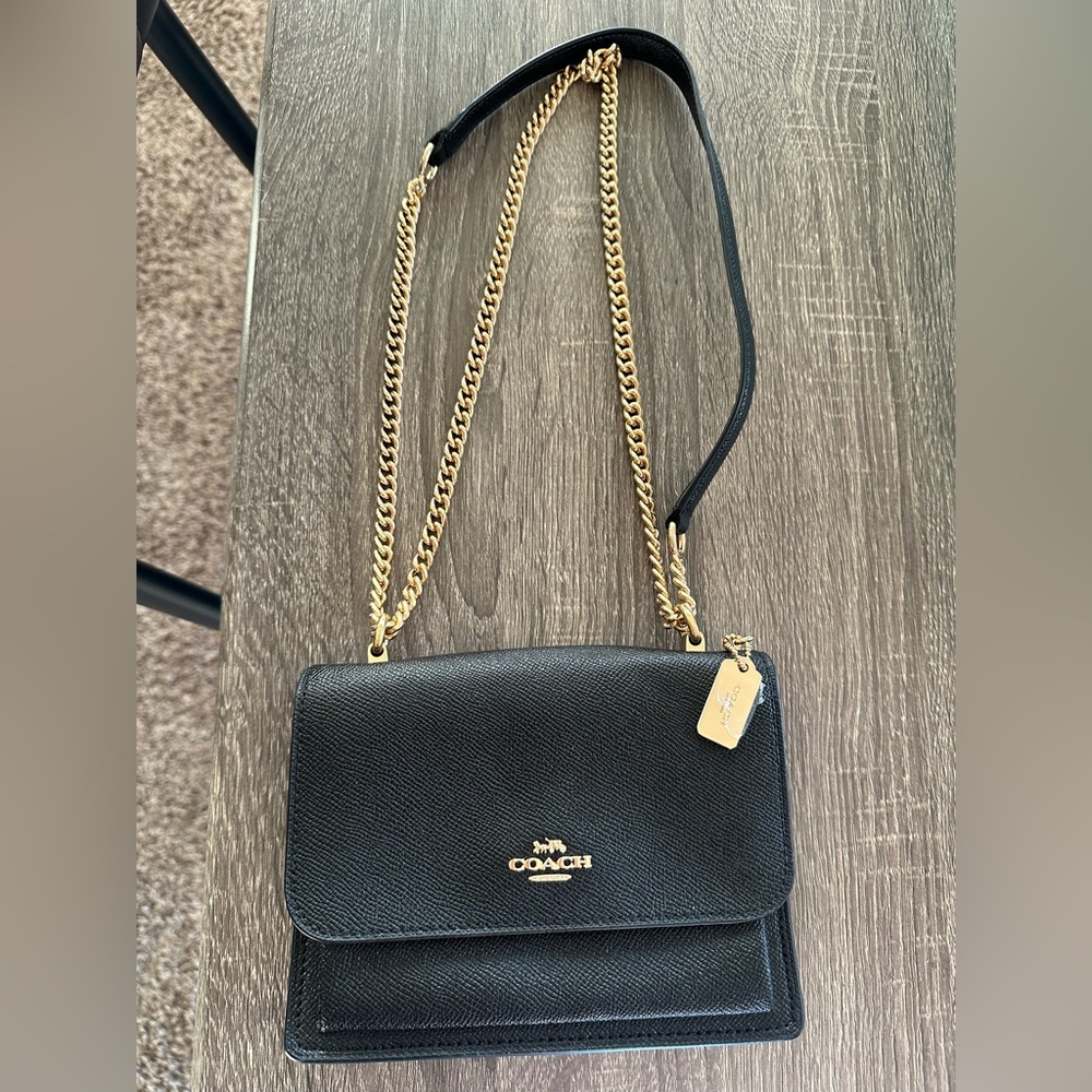 Coach Mini Claire Black Crossbody Bag with Gold Chain C9949